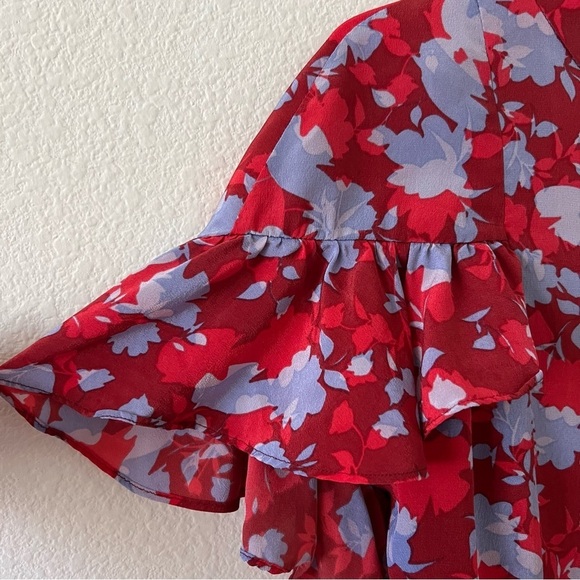 Alexis 100% Silk Floral Danijela Ruffled Blouse Top SZ Medium - Picture 6 of 14